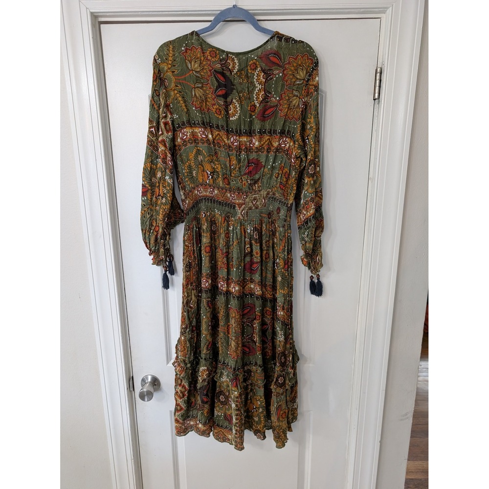 FARM Rio Olive Green Paisley Midi Dress with Rust and Mustard Accents - Picture 11 of 11